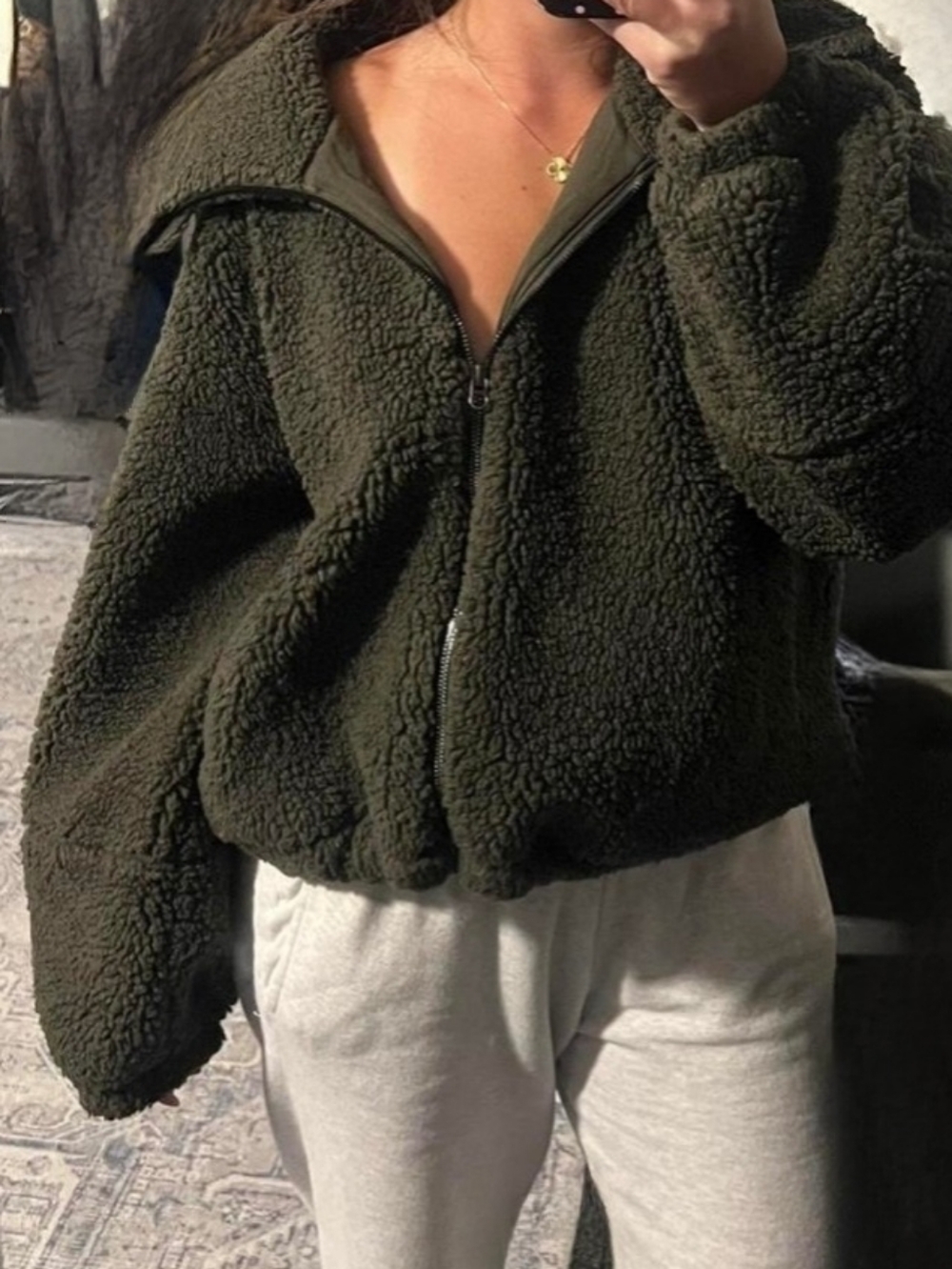 Lululemon Olive Green Teddy Zip-Up Jacket